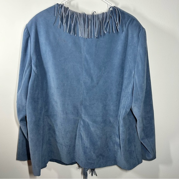 NortonMcnaughton Blue Women's Open Front Blazer Light Jacket Fringe 18W - Picture 3 of 7